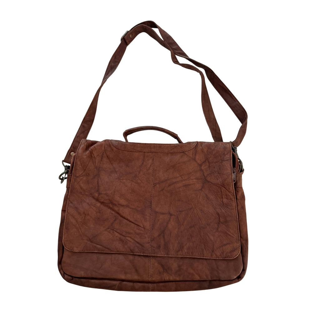 Messenger Bag Small Brown Genuine Leather Laptop Crossbody Y2k Made in India